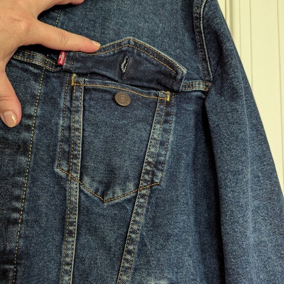 Levi’s Denim Trucker Jean Jacket Men’s Large Dark Blue - Picture 7 of 8